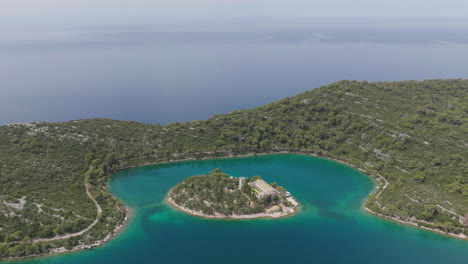 aerial shot of mljet island national park in croatia, europe