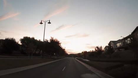 an early morning drive through a neighborhood