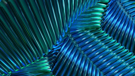 abstract metallic blue and green ribbed pattern
