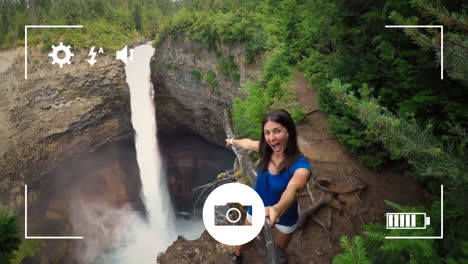 woman taking selfies on a digital camera