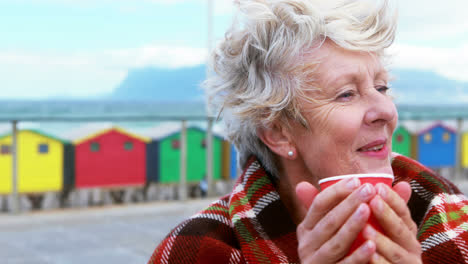 senior woman having coffee