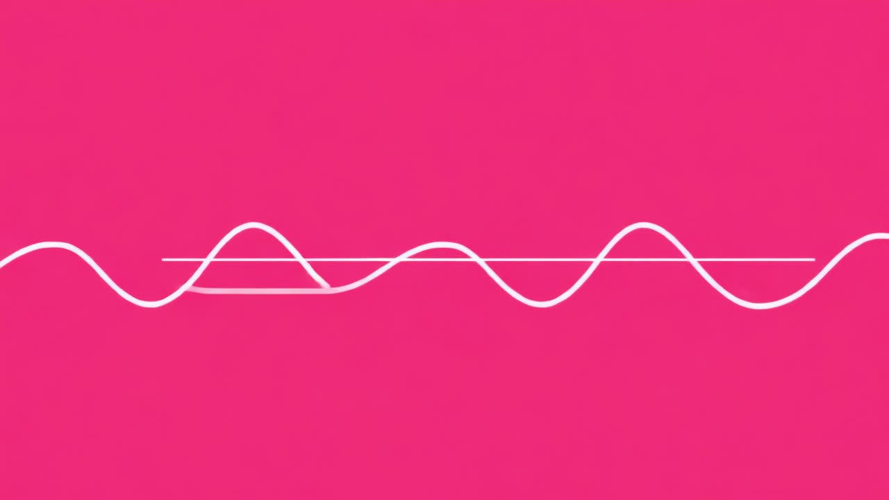 Dynamic Wave Form Animation Showcasing Fluid Motion and Vibrant Colors with a Bright Pink Background and Continuous Line Structure for Visual Engagement