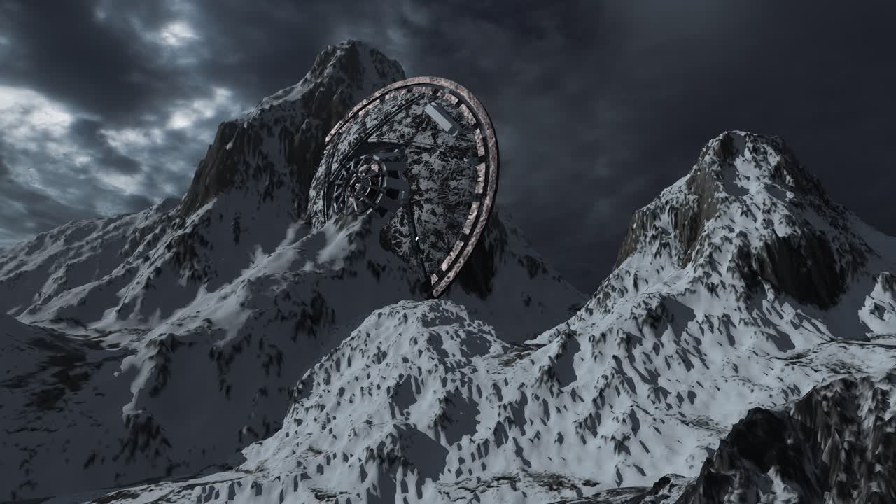 Ancient Shield on a Snowy Mountain Peak