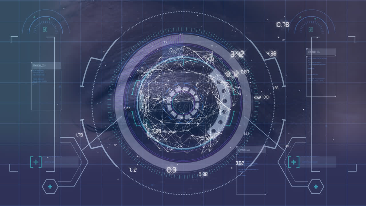 animación del escaneo del alcance y el procesamiento de datos sobre la cuadrícula