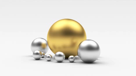 the golden and silver spheres rotate in 3d animation. 4k