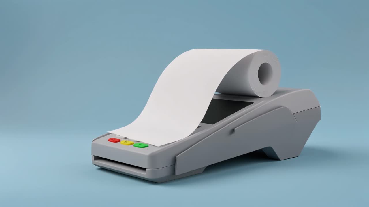 Point of Sale Terminal Printing a Long Receipt
