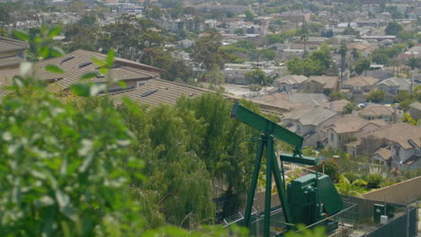 suburban neighborhood with an oil pump