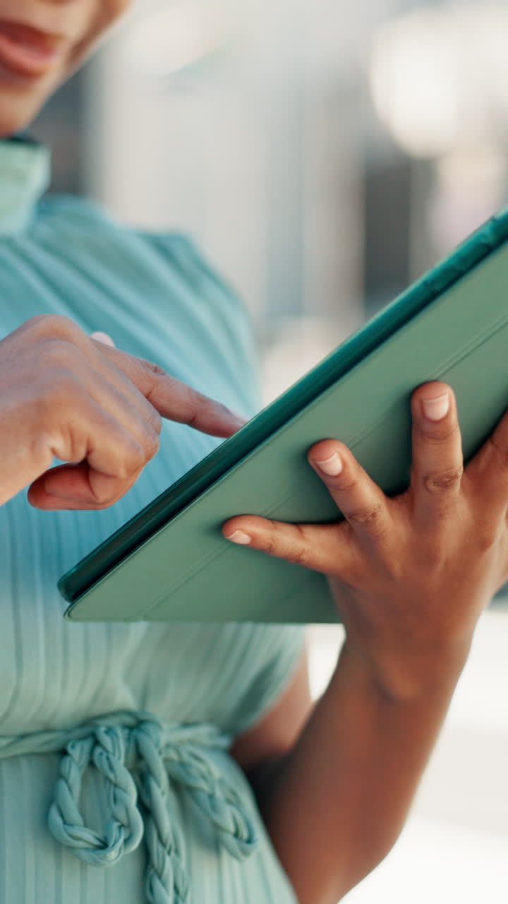 Person Tapping and Swiping on a Digital Tablet Screen