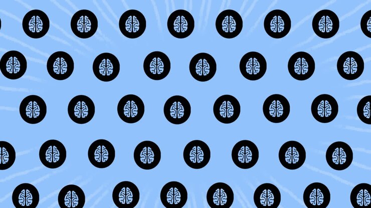 Animation of rows of ar brain icons on blue background