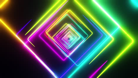 flying through quadrilaterals painted with multicolored light. infinitely looped animation.