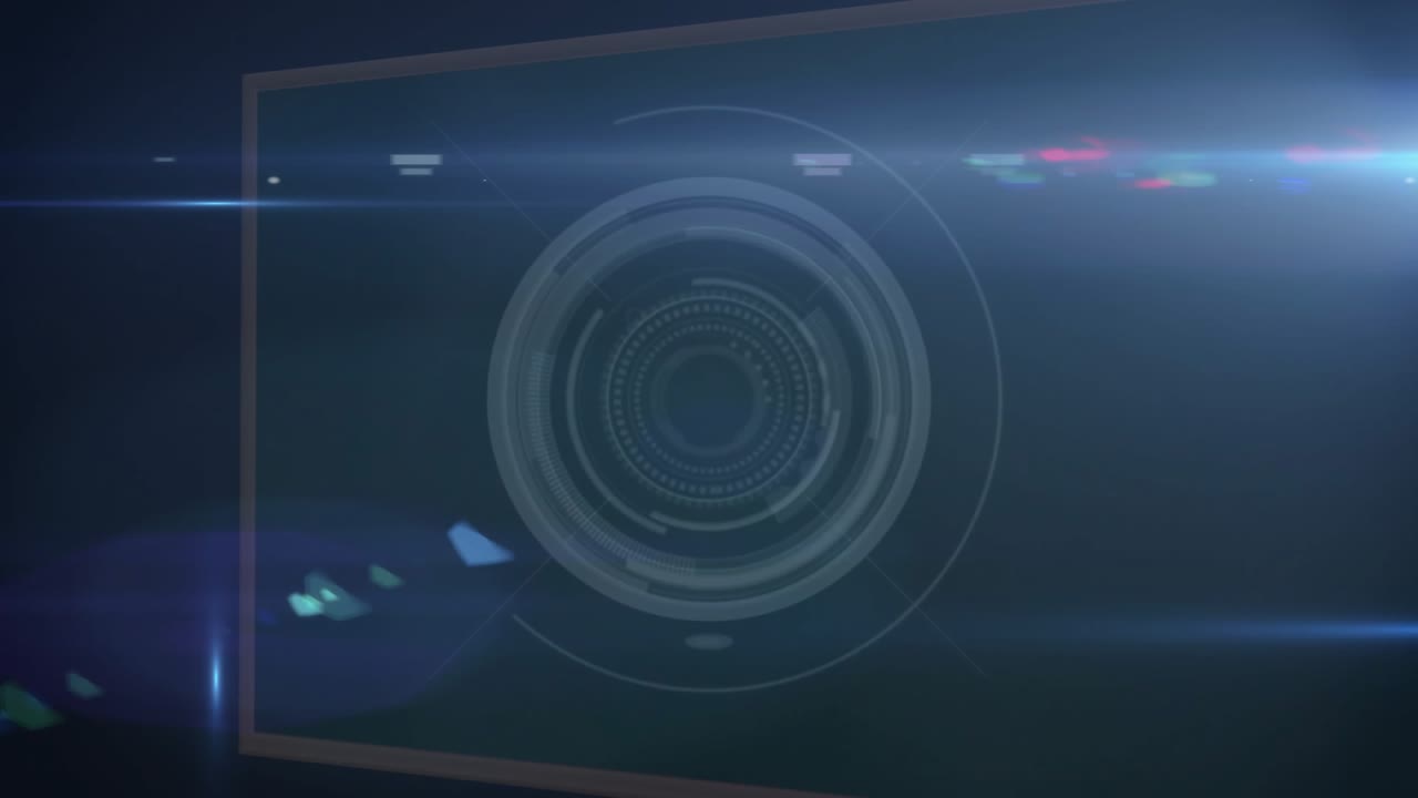 Pantalla oscura abriéndose e iniciando una lente giratoria mientras los diagramas de la cancha se desvanecen y las trayectorias se mapean