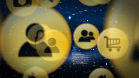 animación de redes y datos amarillos