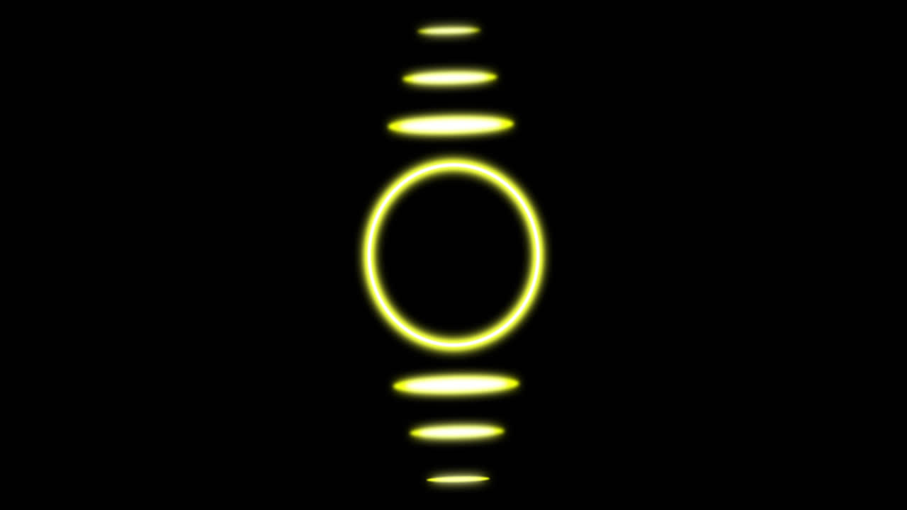 animación de un círculo amarillo brillante con líneas sobre fondo negro