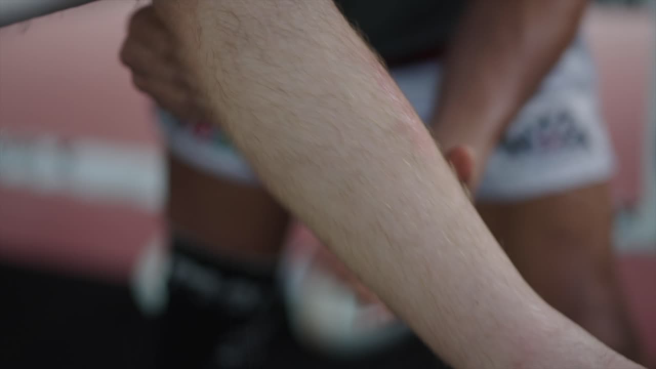 Close-up of a forearm with abrasions