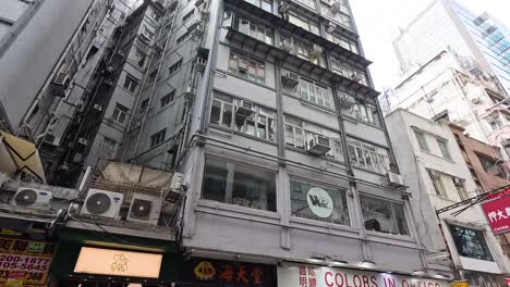 urban buildings and bustling street in hong kong