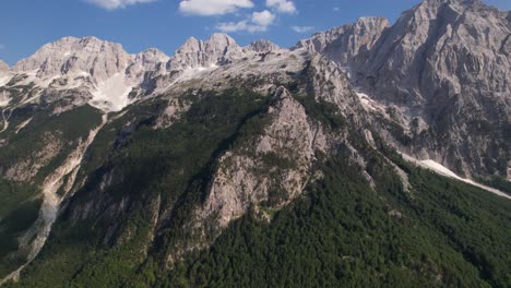 giant mountains of rocky formation with high peaks and steep slopes in albanian alps