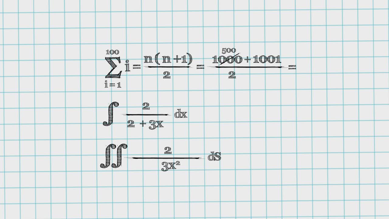 animación de ecuaciones matemáticas que se mueven sobre fondo blanco