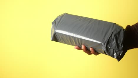 person holding a wrapped package