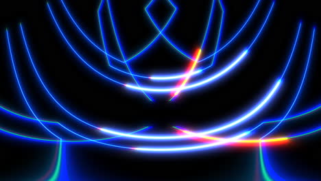 Futuristic-neon-pattern-blue-and-orange-circles-on-black-background