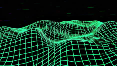 neon green wireframe digital landscape