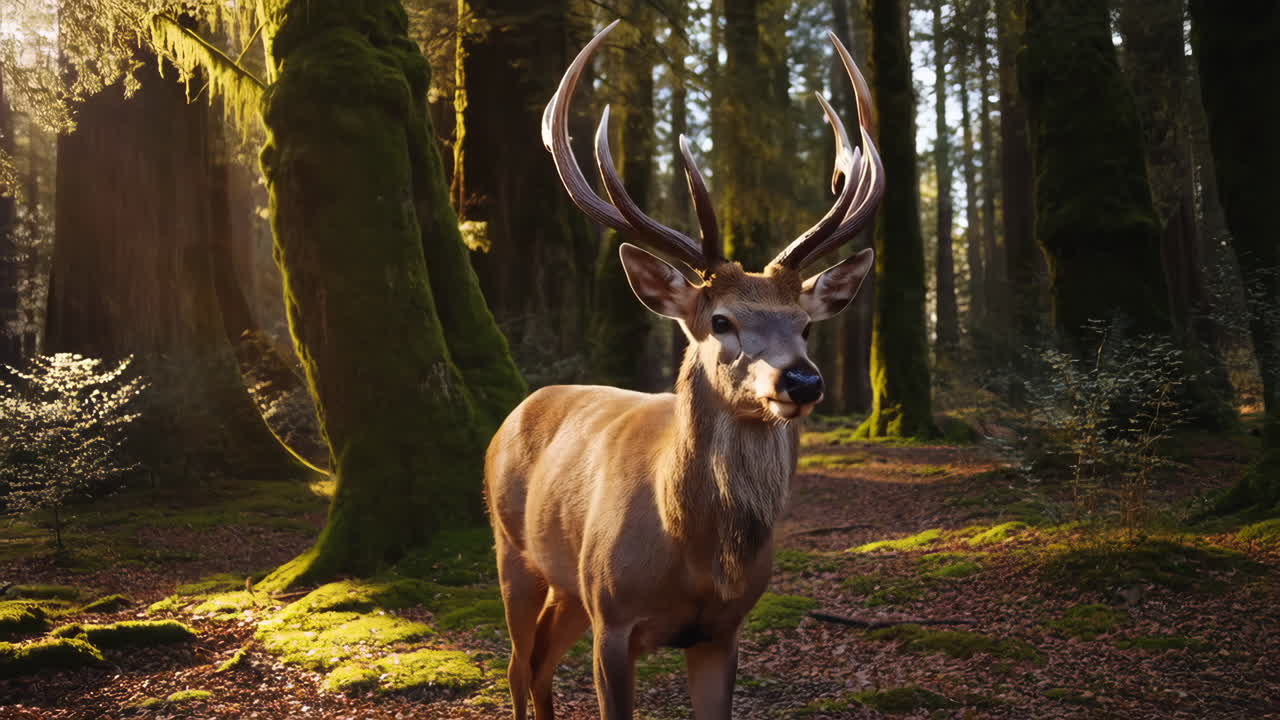 Majestic Deer in a Sunlit Forest