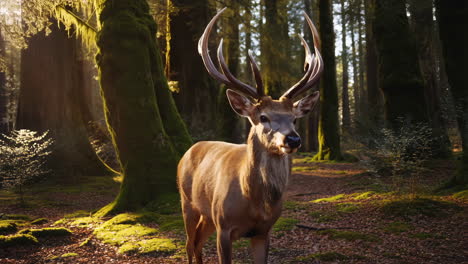 majestic deer in a sunlit forest