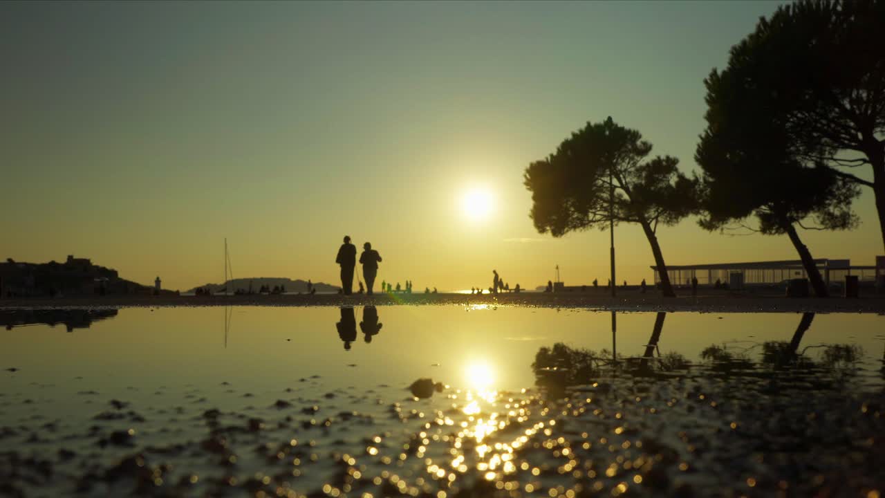 Sunset at harbor in Marseille France