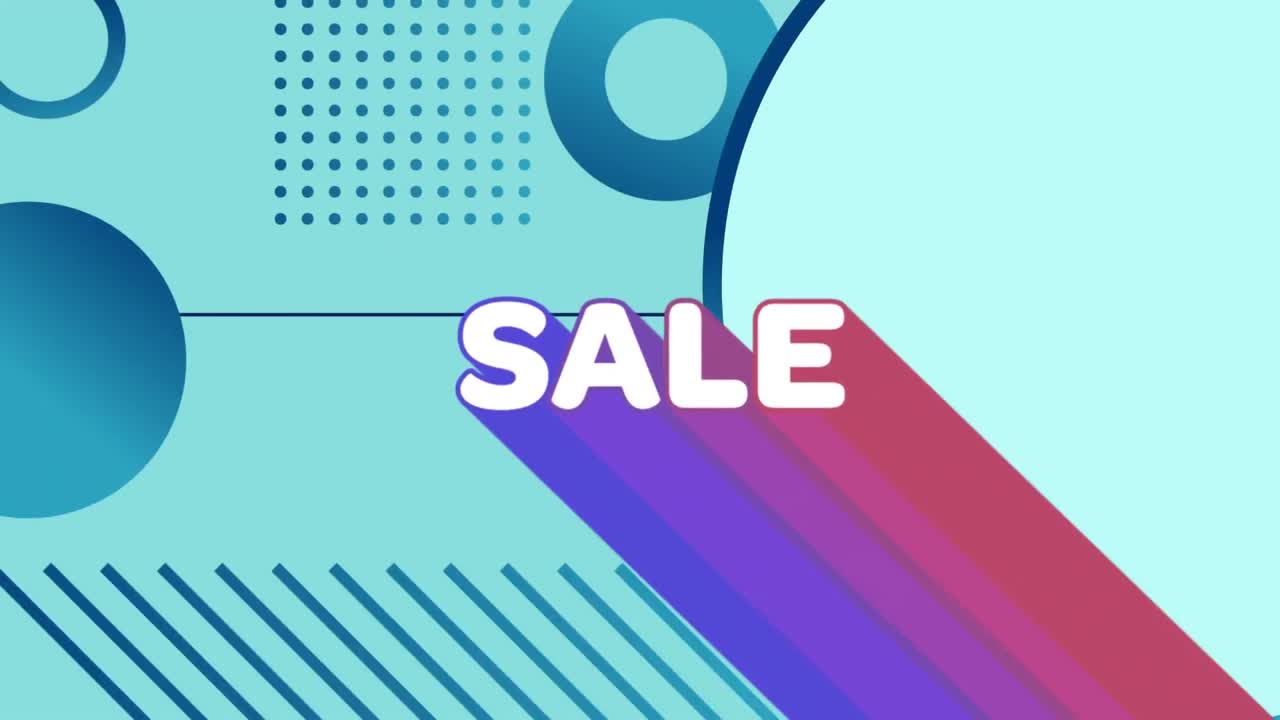 gráfico de venta con formas geométricas azules sobre un fondo azul