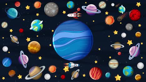 colorful cosmic journey with planets and astronauts