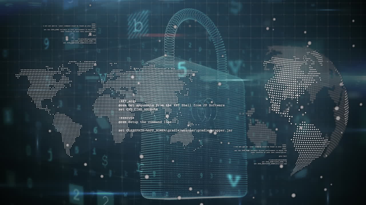 animación del candado y procesamiento de datos sobre el globo y el mapa del mundo