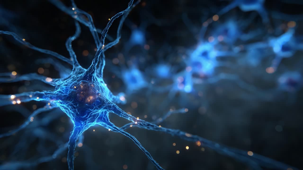 A Stunning View of Neurons Illuminating the Complex Network of Blue Nerve Cells, Showcasing the Intricate Connections and Communication Within the Brain's Structure