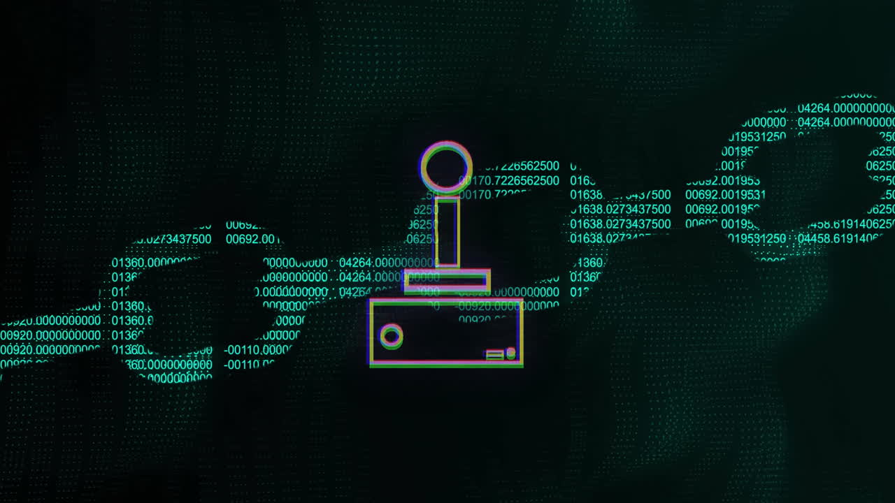 Animation of gamepad icon over chain of data processing