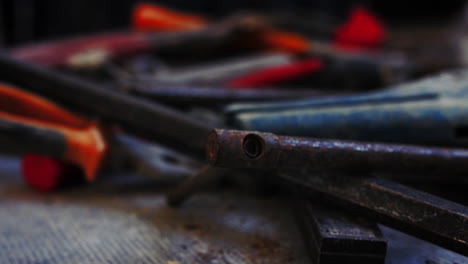 Surface-Level-Close-Up-View-Of-Workmans-Tools