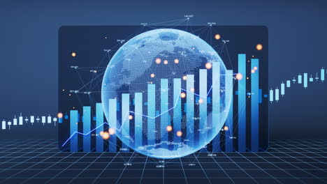 digital earth with financial graph, 3d rendering.