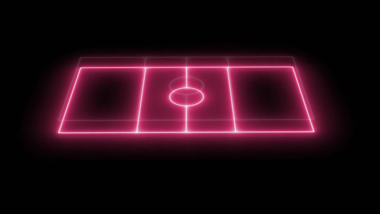 Animation of red neon sports stadium on black background