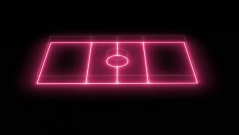 animation of red neon sports stadium on black background