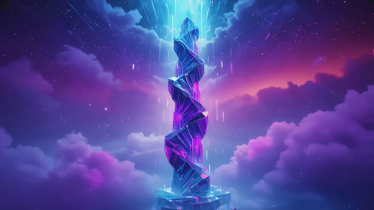 Fantasy Crystal Tower in the Clouds
