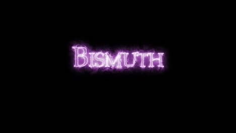Bismuth, chemical element, written with fire. Loop