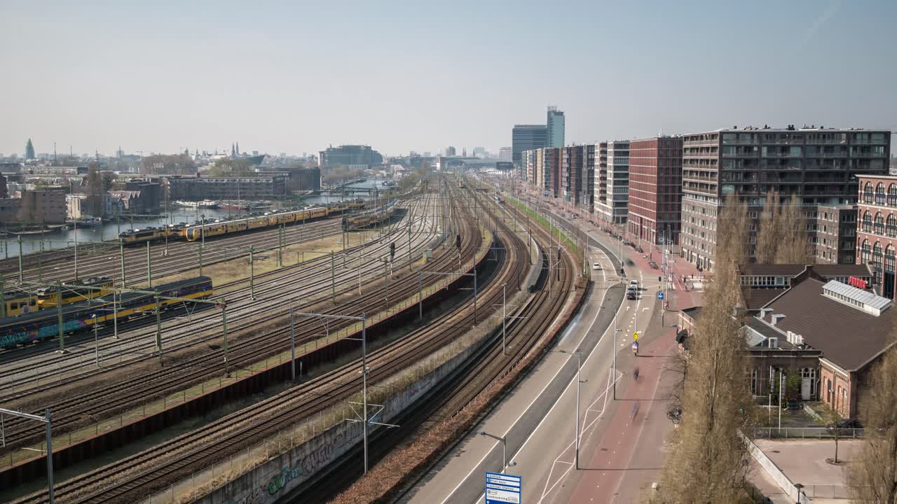 Timelapse video of the main railroads leading into Amsterdam Central Station.