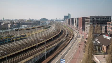 timelapse video of the main railroads leading into amsterdam central station.