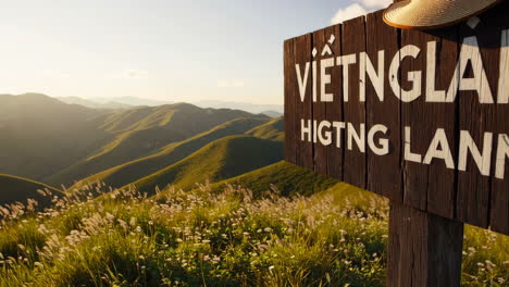 mountain view with sign at sunrise/sunset