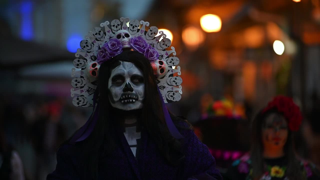 MEXICAN CATRINA AT MAGIC TOWN IN  XICO VERACRUZ MEXICO DURING DAY OF DEATH
