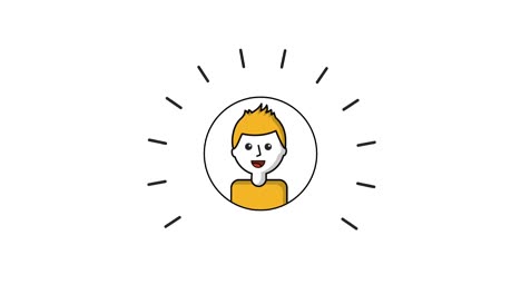 서클 선버스트에 있는 젊은 남자의 초상화
