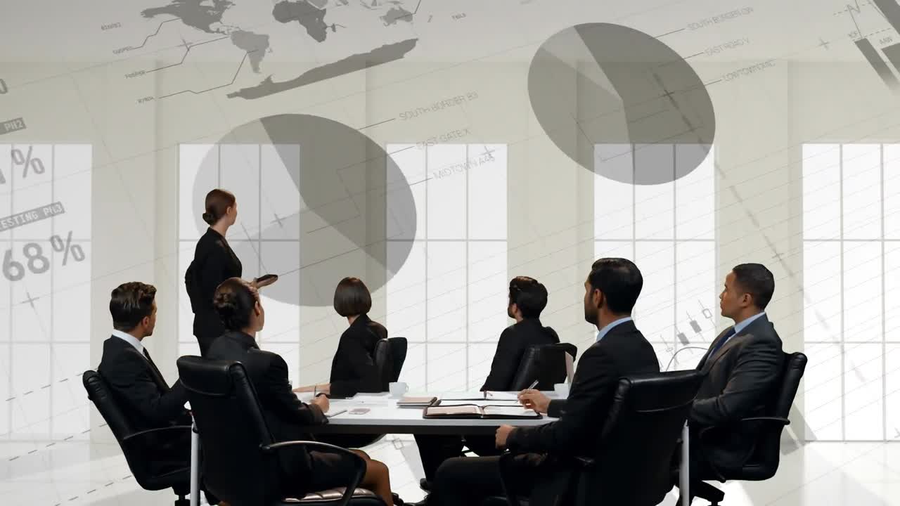 사업가 여성 이 사업가 들 의 모임 에 발표 하고 있다