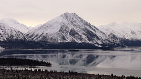 kathleen lake within kluane national park and reserve in yukon, canada. aerial drone shot