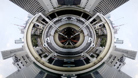 timelapse of tokyo city scene and skyline made into abstract fisheye tiny planet