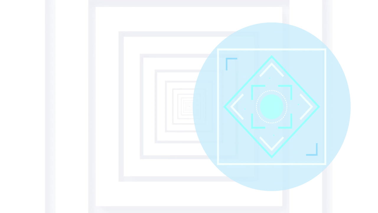 하 배경 위에 파란색 애니메이션으로 기하학적 모양과 패턴