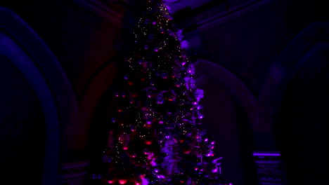 christmas tree in the church in egypt - low angle - a camera moving from down to up