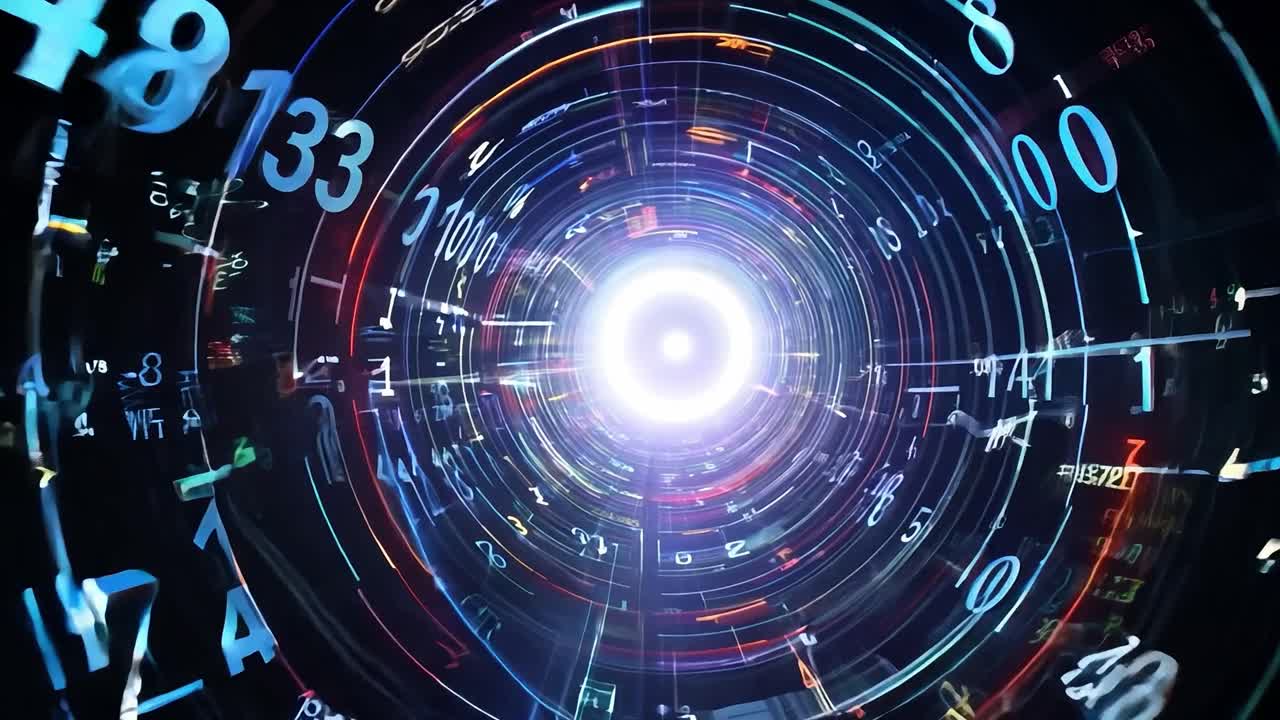 Abstract Spiral of Numbers and Lights