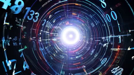 abstract spiral of numbers and lights